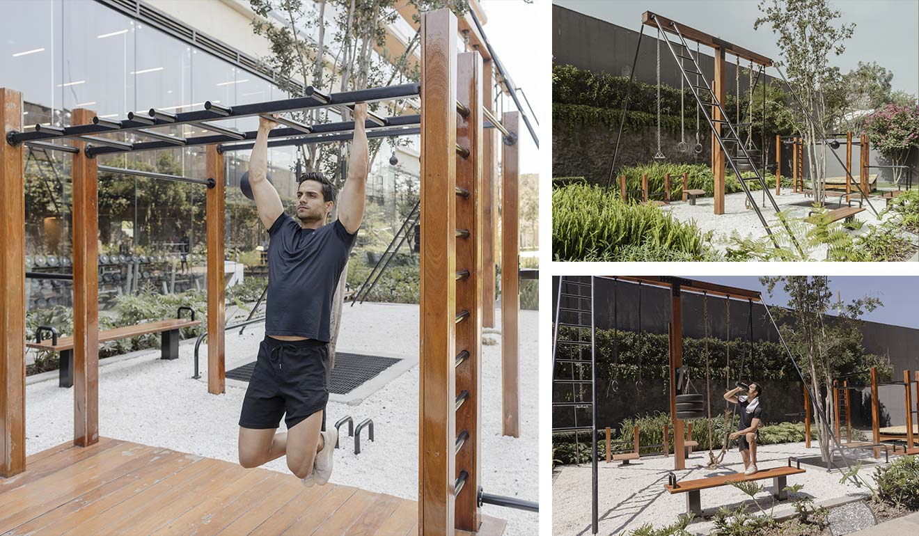 Outdoor Gym, 65 m2 al aire libre para ejercitarte y tomar clases, amenidad de Club Origina Pedregal